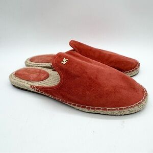 MICHAEL Michael Kors Suede Espadrille Slip On Slide Mules In Mandarin Size 8